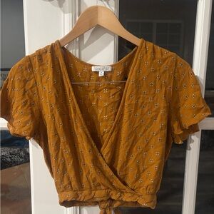 Patrons of Peace Amber Floral Wrap Blouse